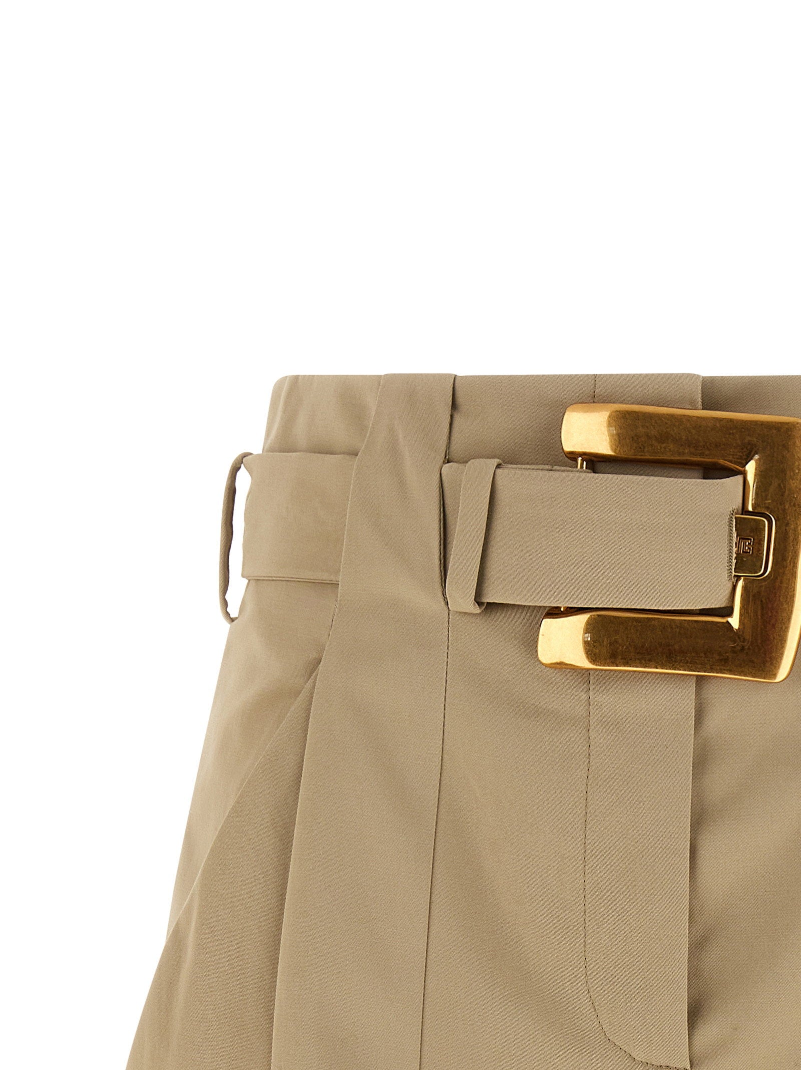 Balmain Anthem Buckle Shorts Beige