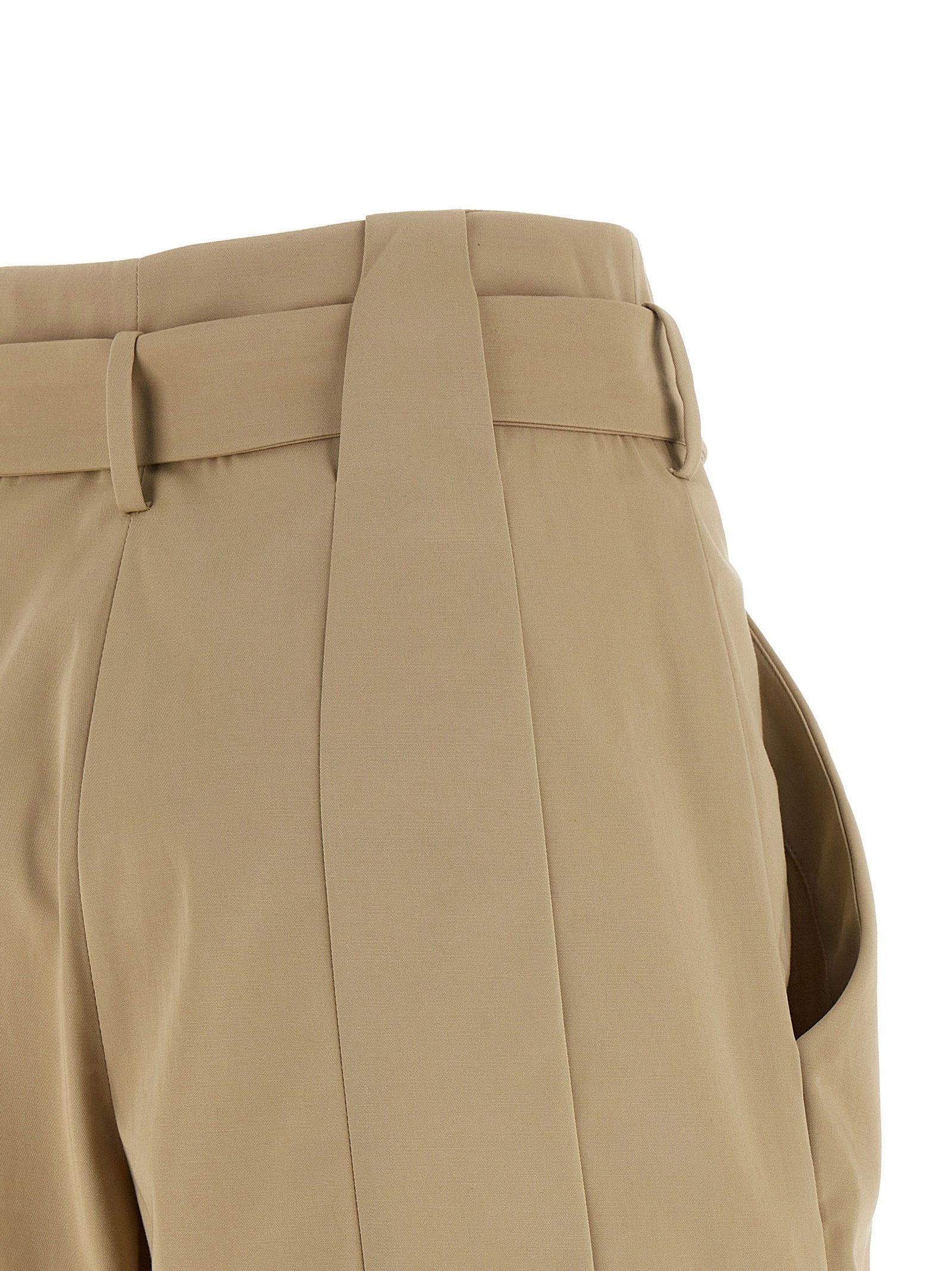 Balmain Anthem Buckle Shorts Beige