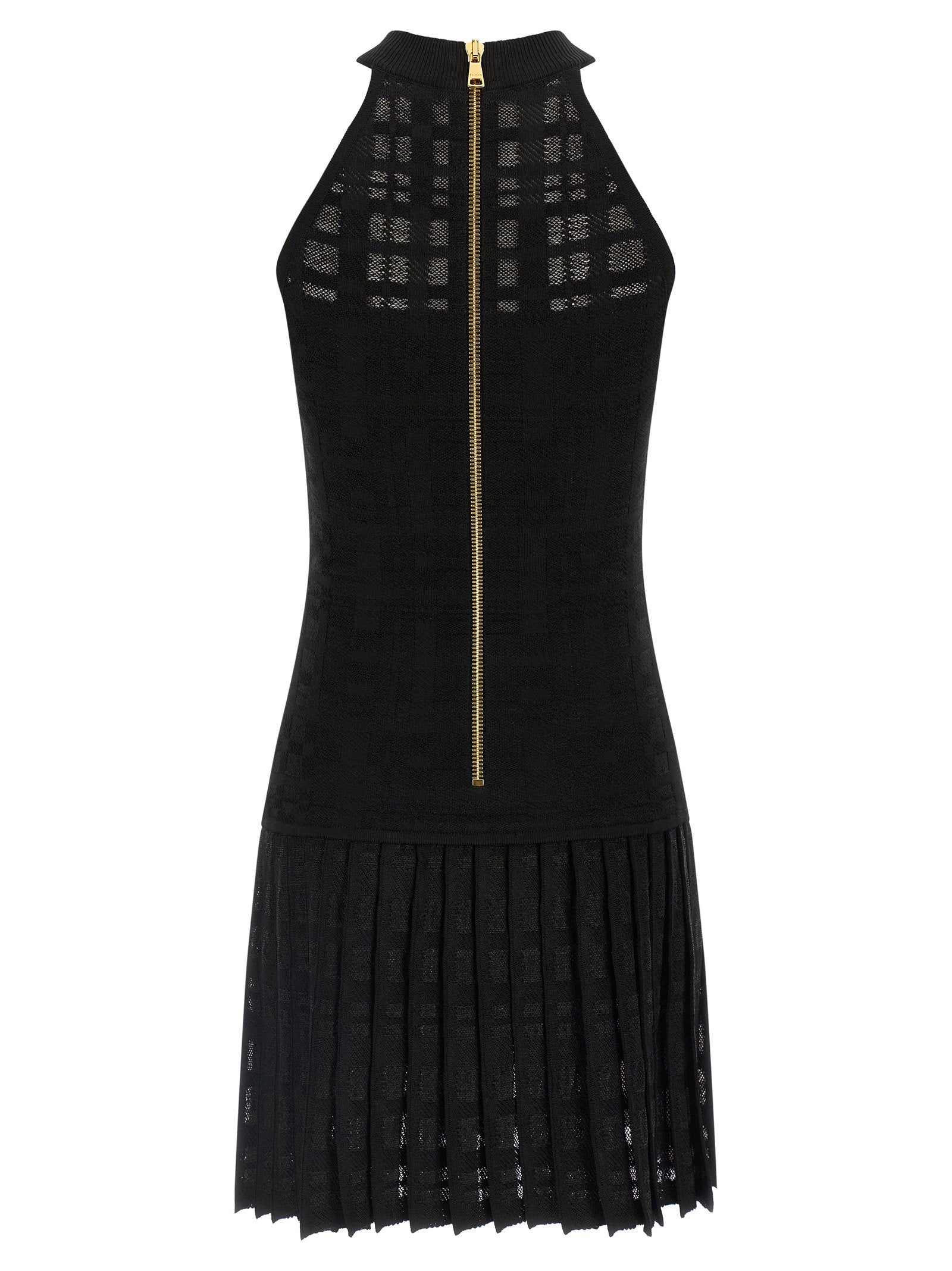 Balmain Tartan Knit Dress Black