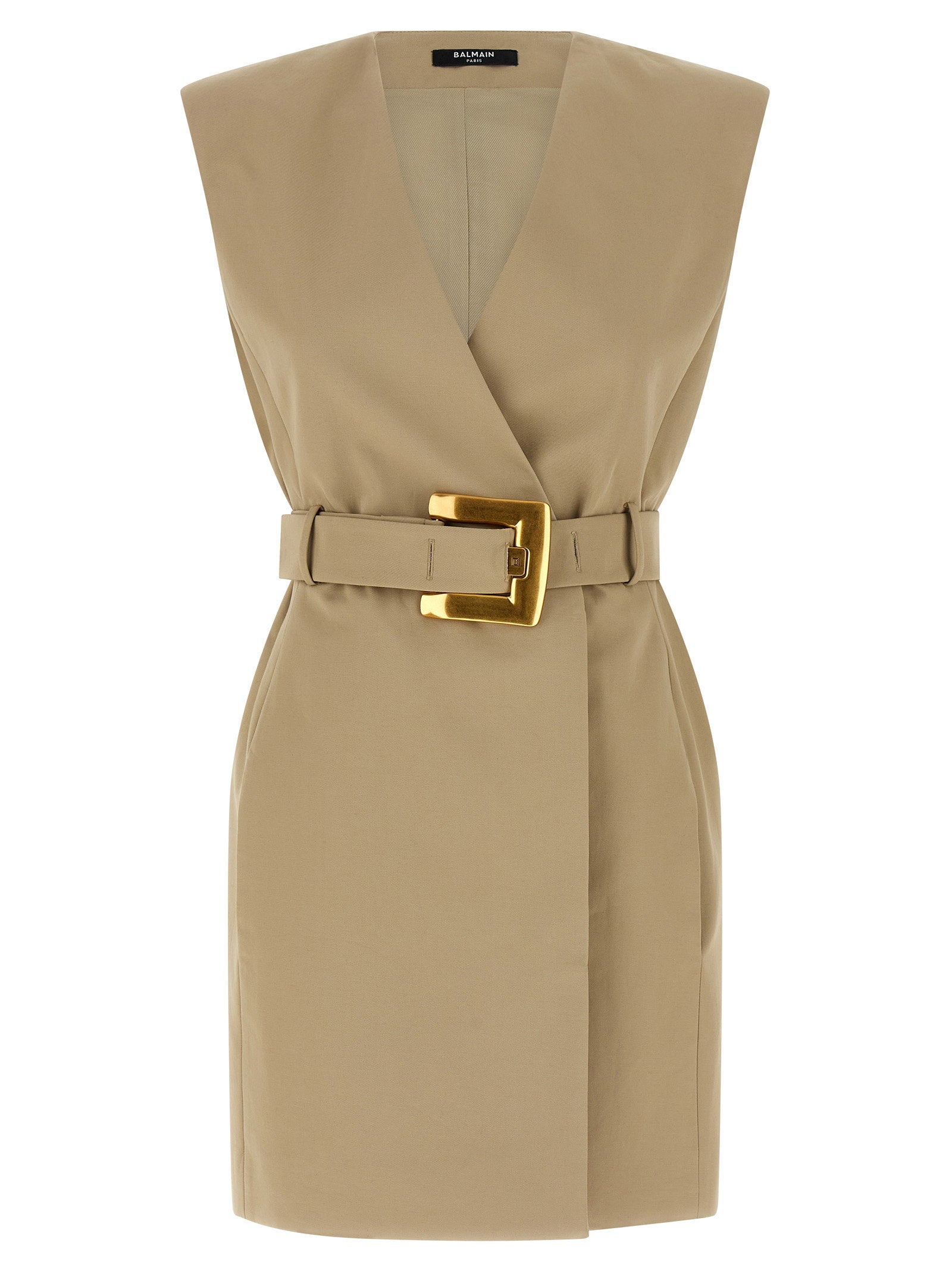 Balmain Anthem Dress Beige