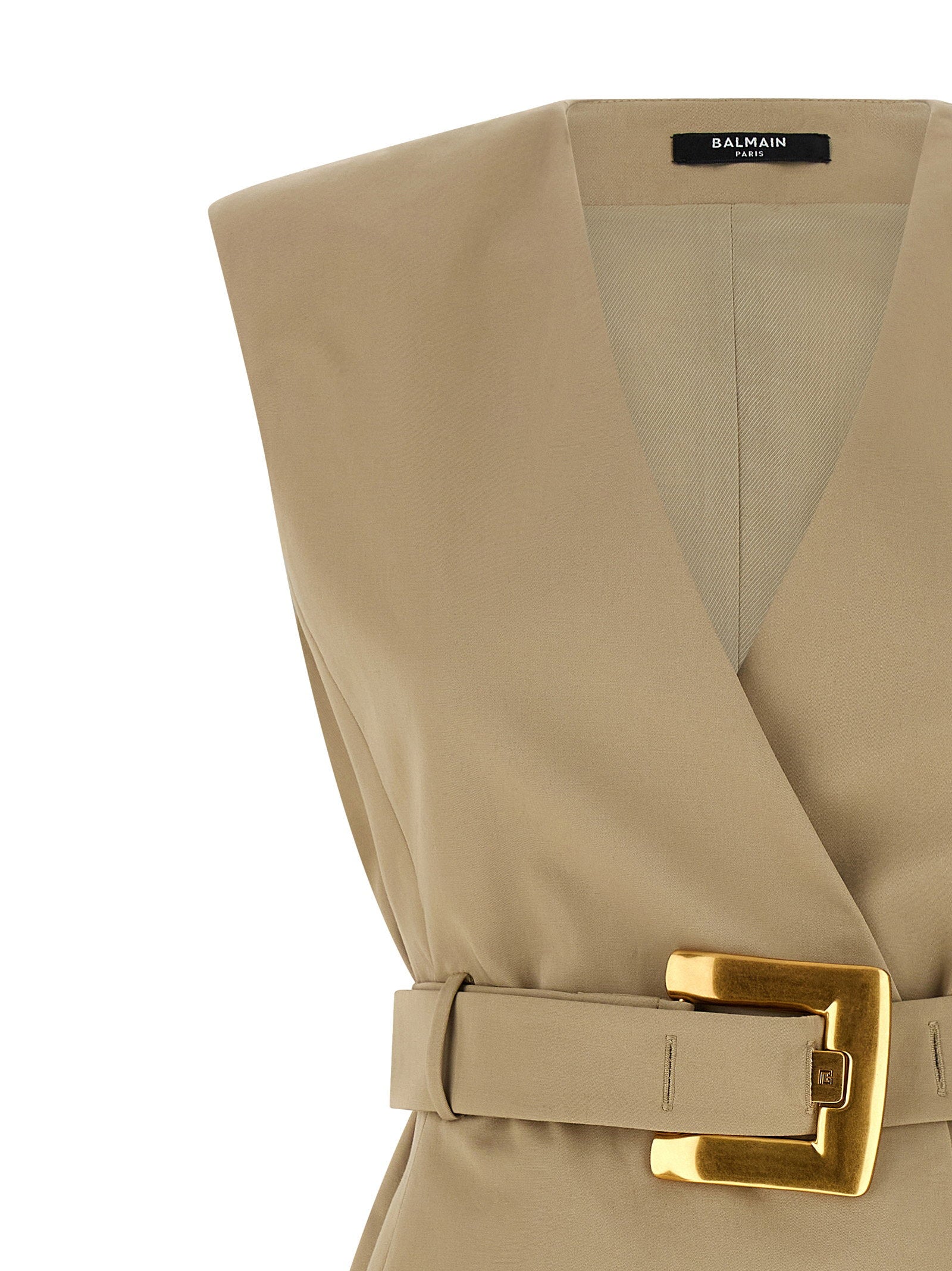 Balmain Anthem Dress Beige