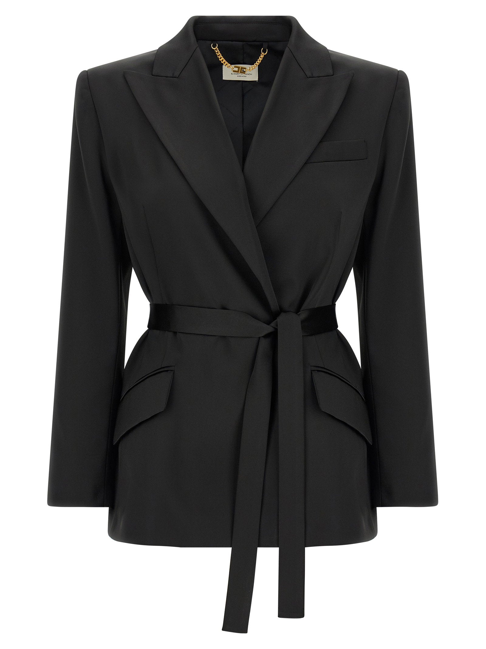 Elisabetta Franchi Stretch Satin Blazer Black