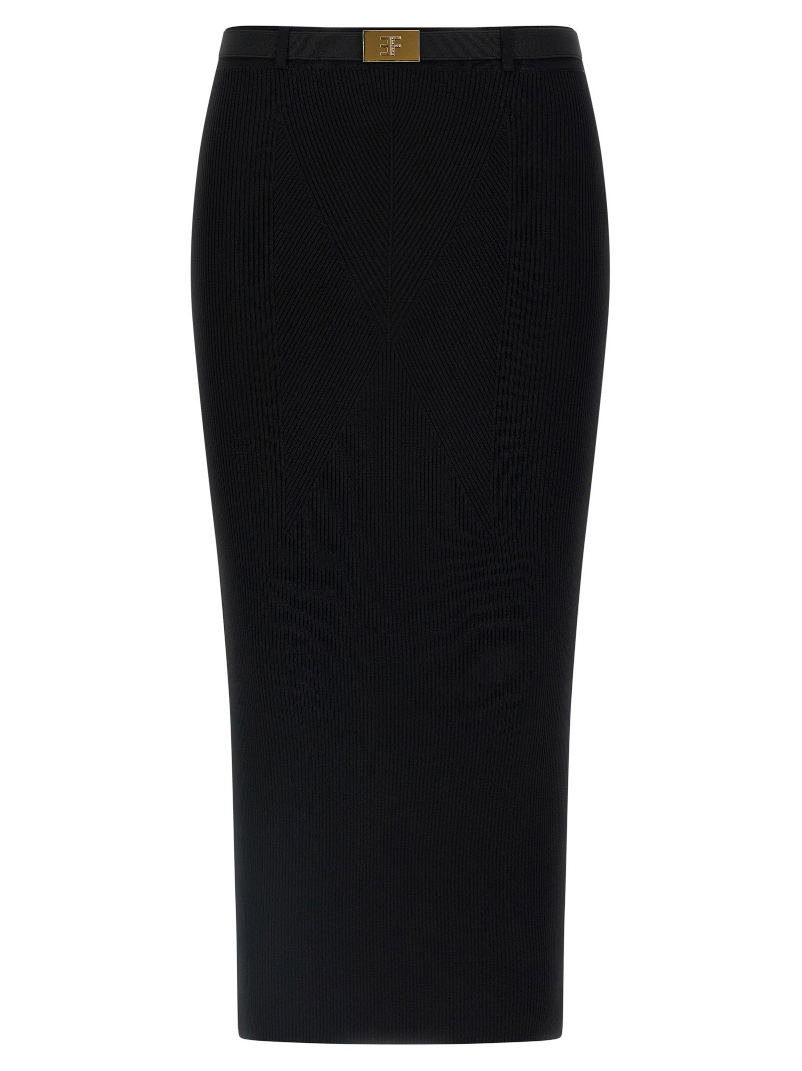Elisabetta Franchi Ribbed Knit Skirt Black