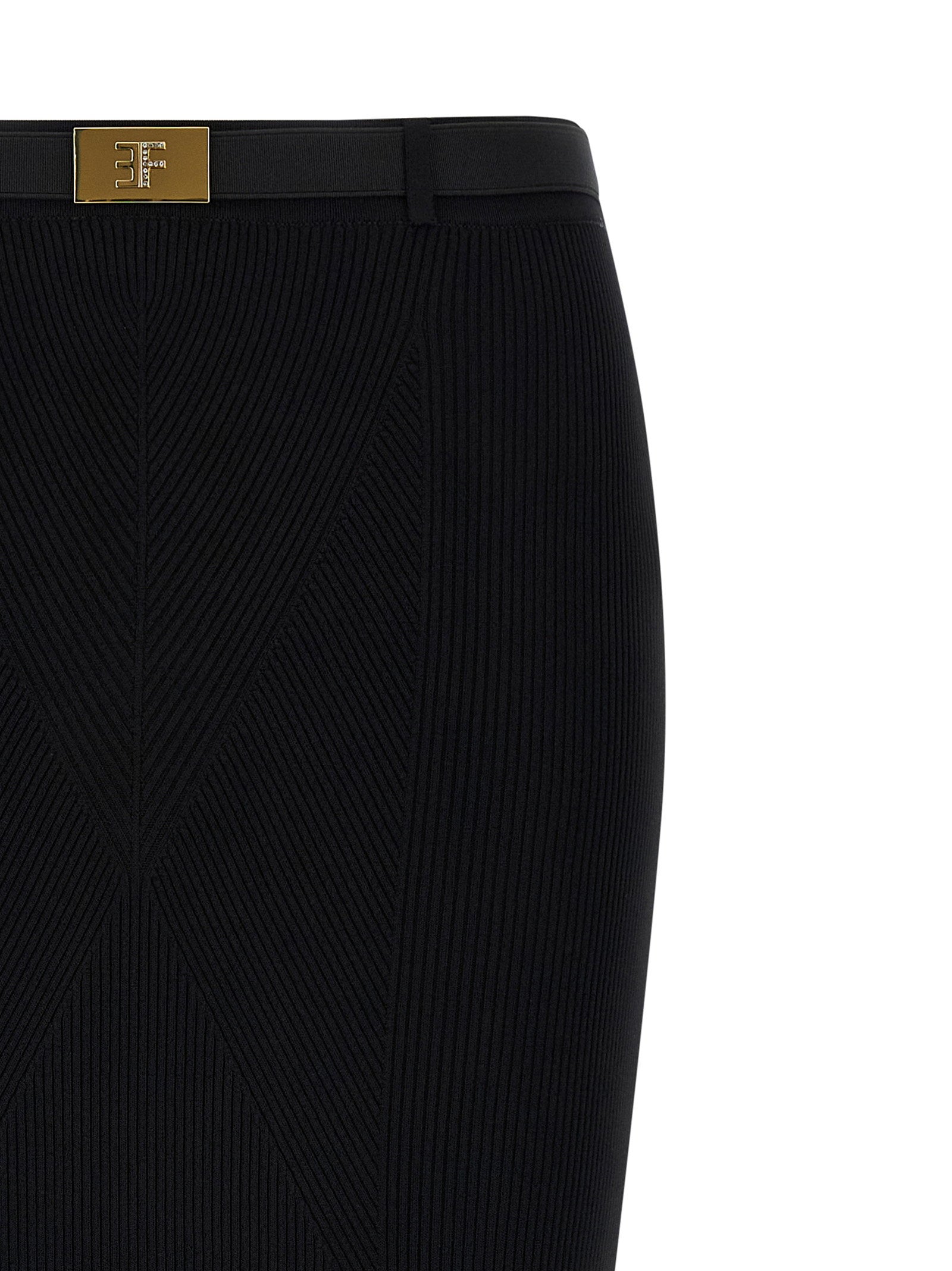 Elisabetta Franchi Ribbed Knit Skirt Black
