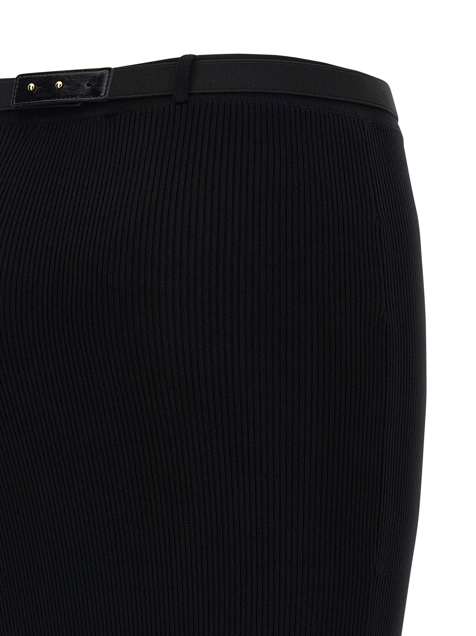 Elisabetta Franchi Ribbed Knit Skirt Black