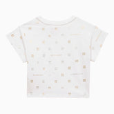 Givenchy White Cotton Crew-Neck T-Shirt with Silver and Gold Logo White