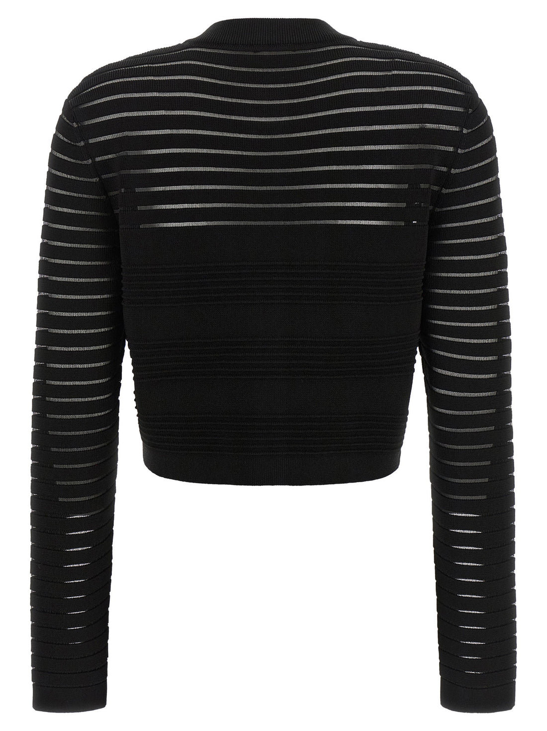 Balmain Semi-transparent Stripes Cardigan Black
