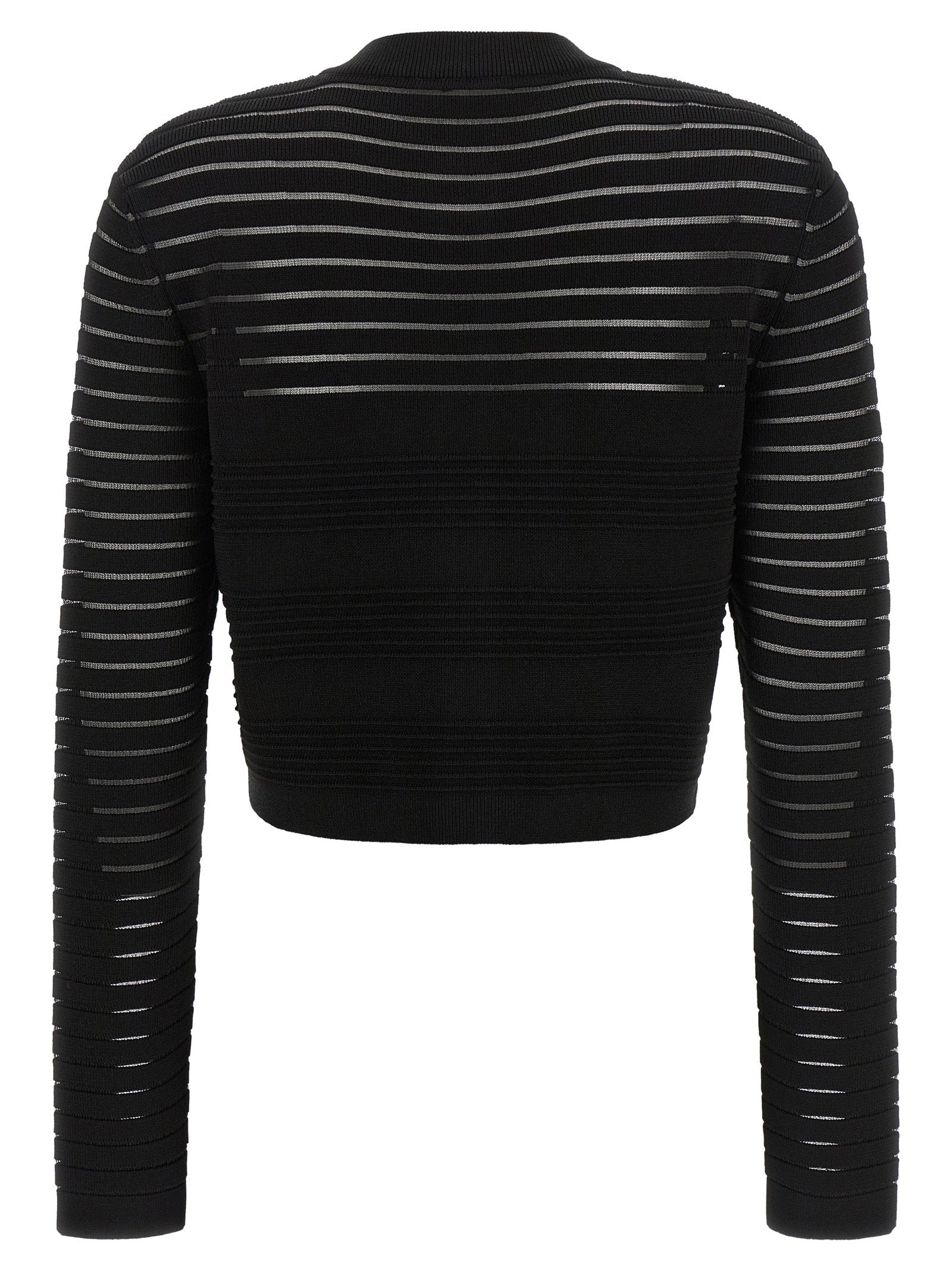 Balmain Semi-transparent Stripes Cardigan Black