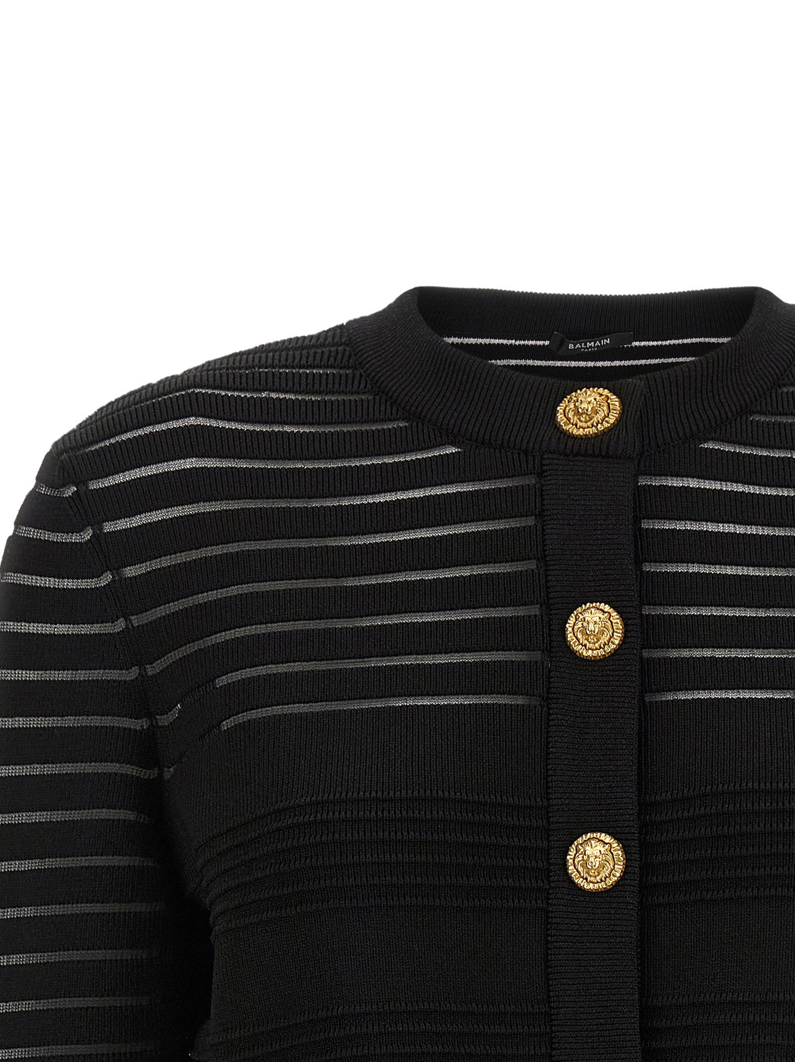 Balmain Semi-transparent Stripes Cardigan Black
