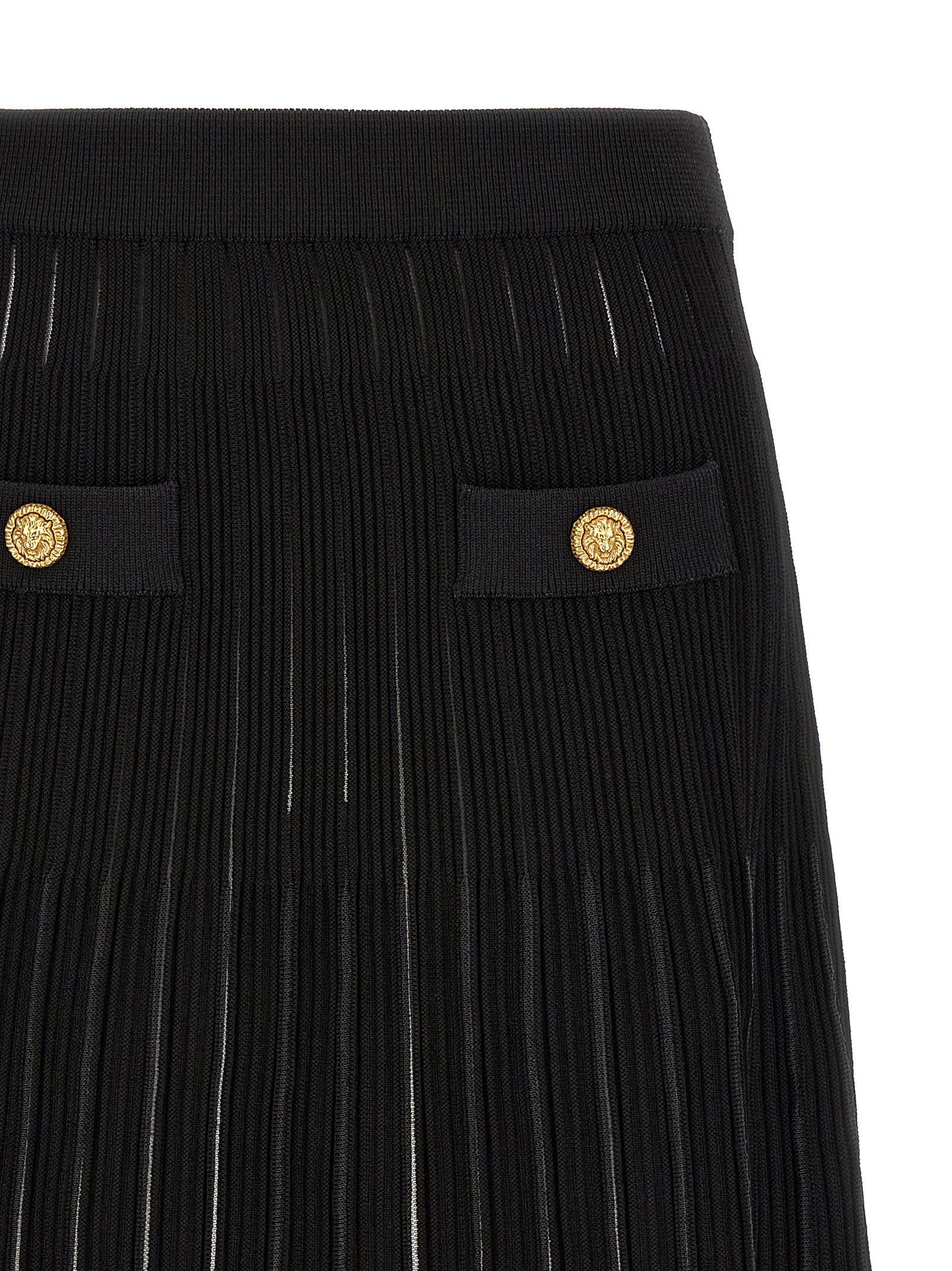 Balmain Pleated Skirt Black