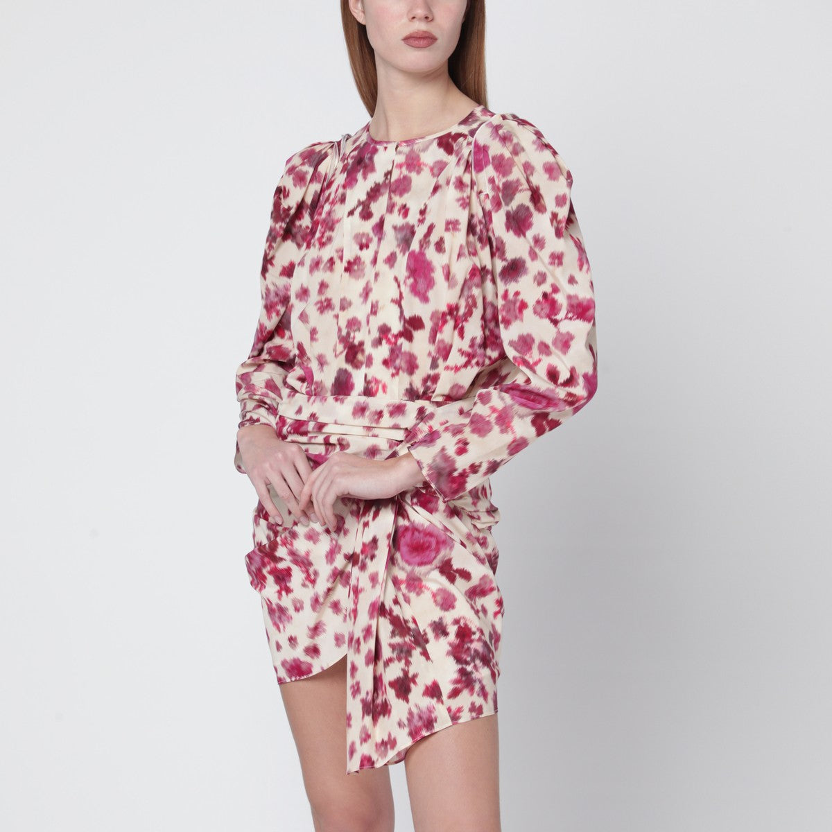 Isabel Marant Printed Stretch Silk Top Pink