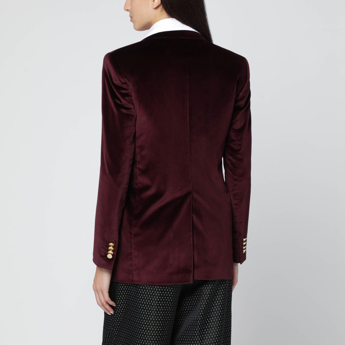 Tagliatore Double-breasted velvet blazer in burgundy Burgundy