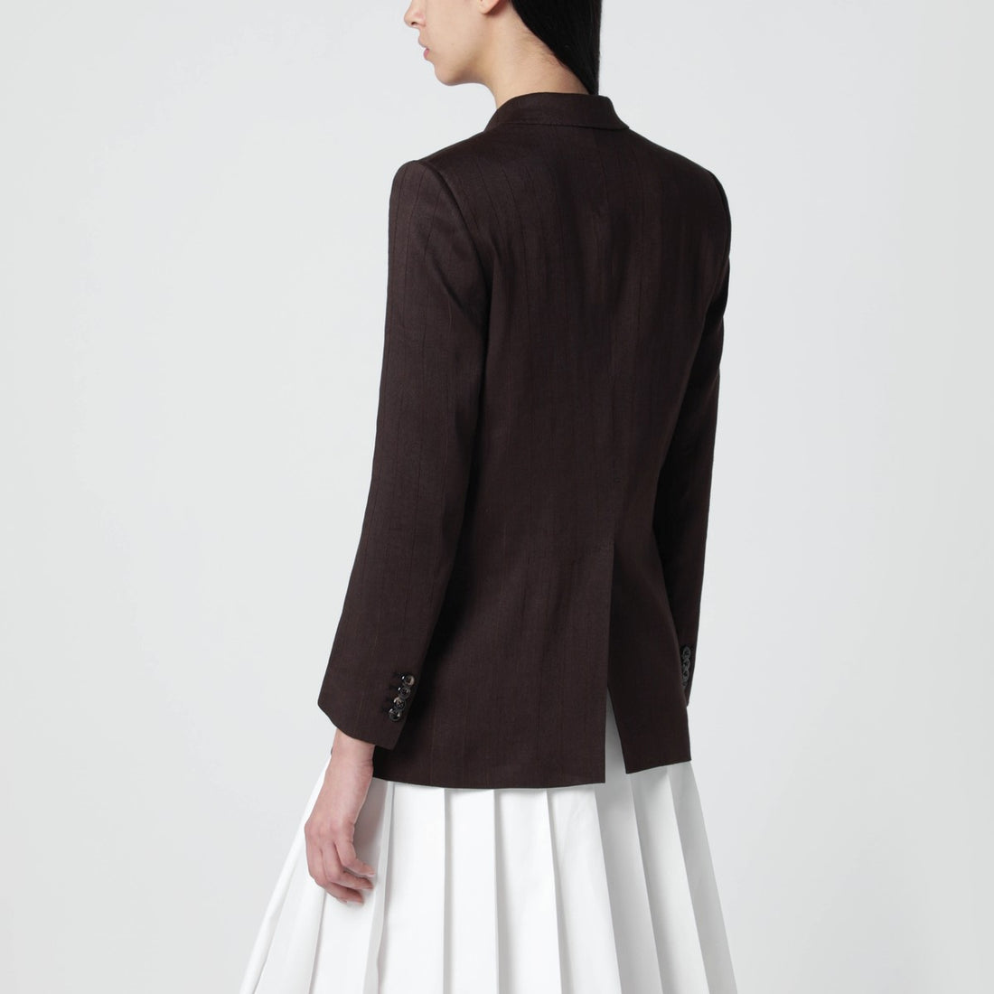 Tagliatore Double-Breasted Linen Jacket Brown