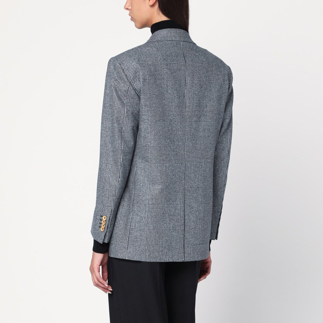 Tagliatore Double-Breasted Prince of Wales Wool Jacket Grey