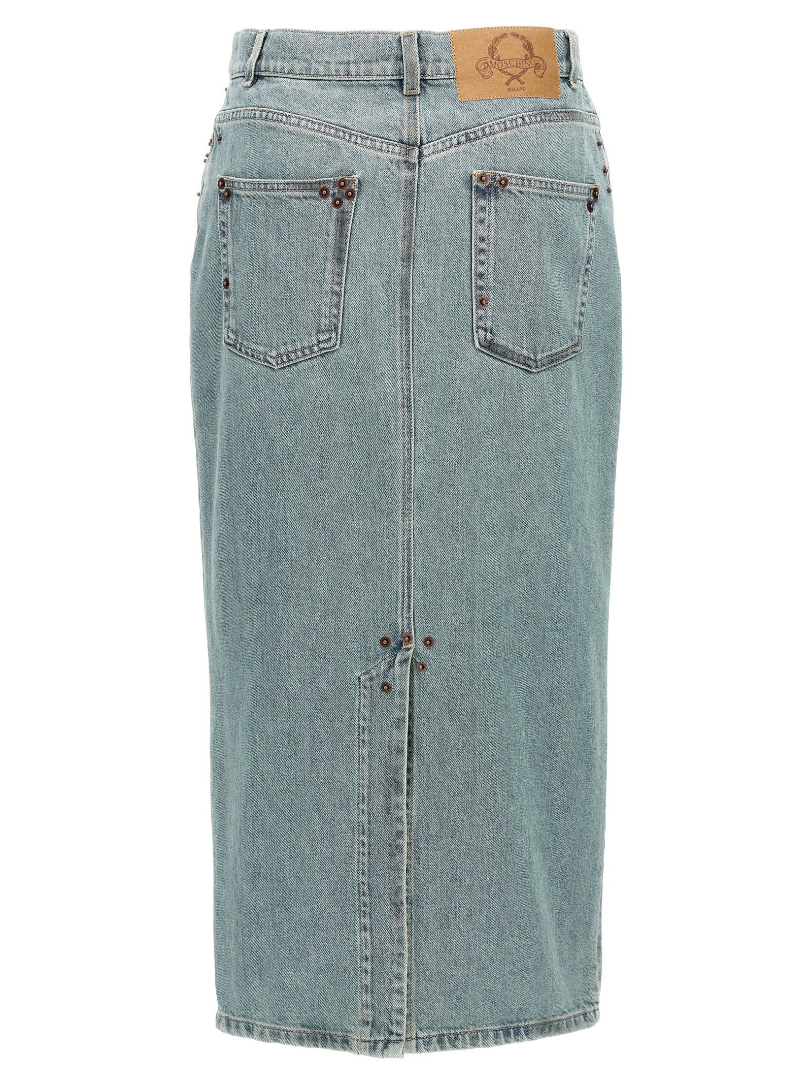 Moschino Rivets Denim Skirt Light blue