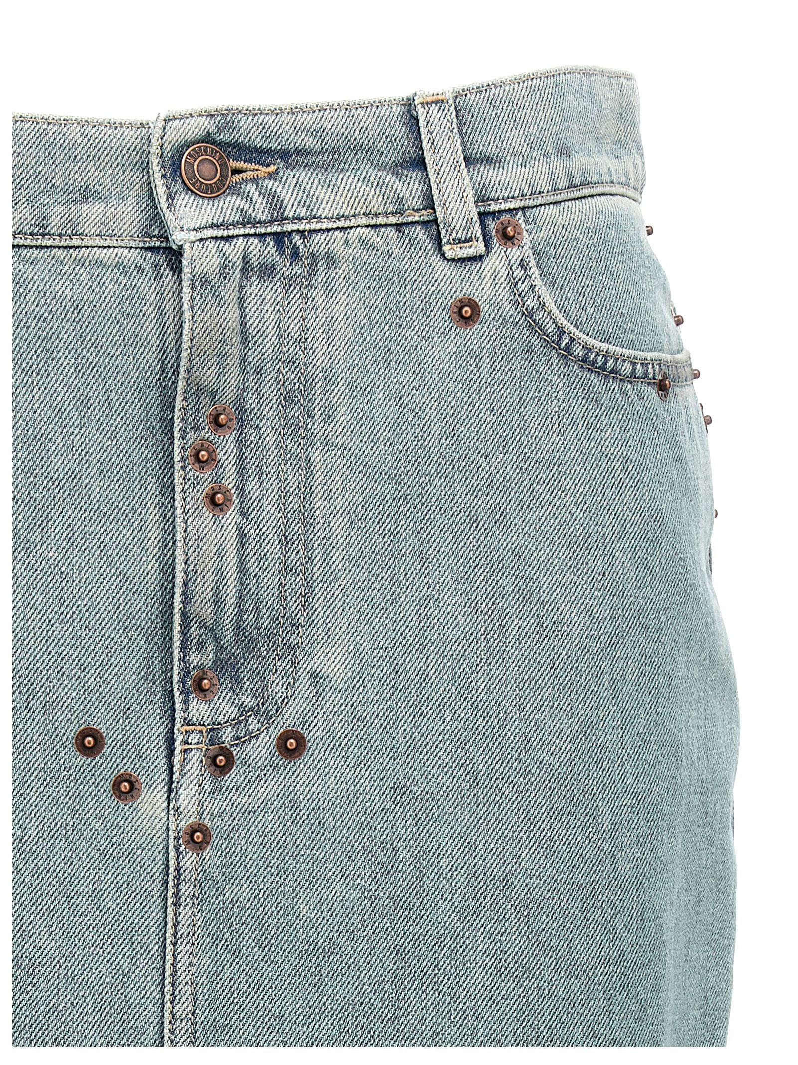 Moschino Rivets Denim Skirt Light blue