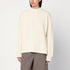 Jil Sander White Ribbed Wool Oversized Crewneck Sweater White