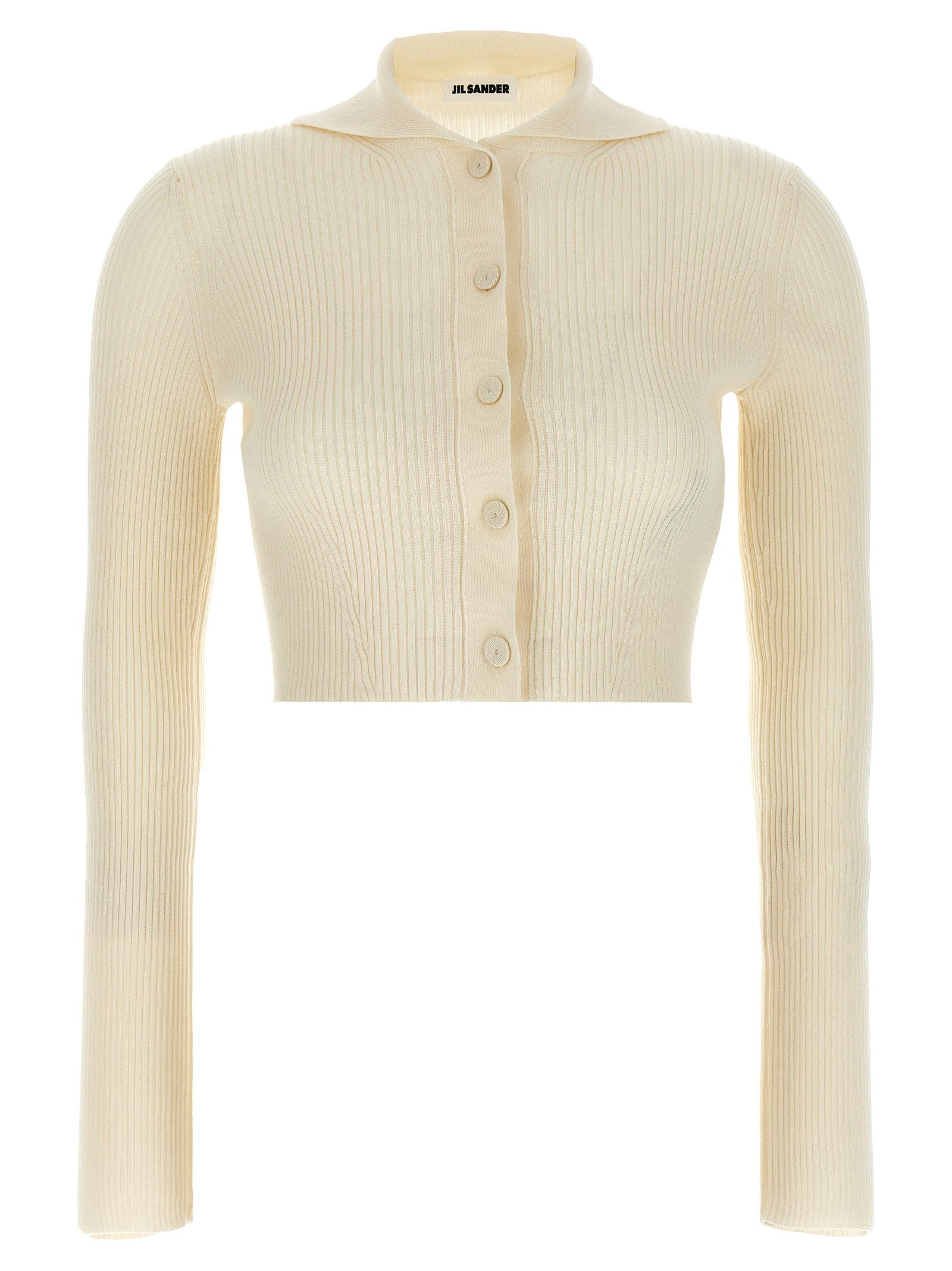 Jil Sander Ribbed Cardigan White