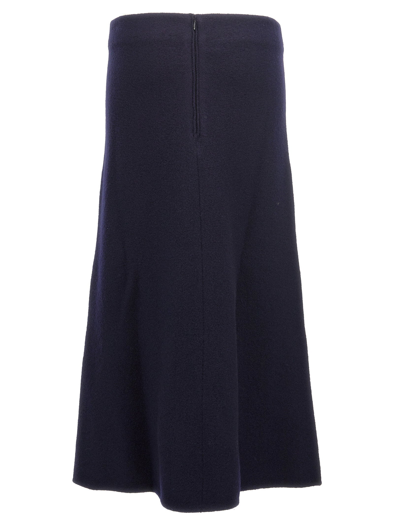 Jil Sander Long Wool Skirt Blue