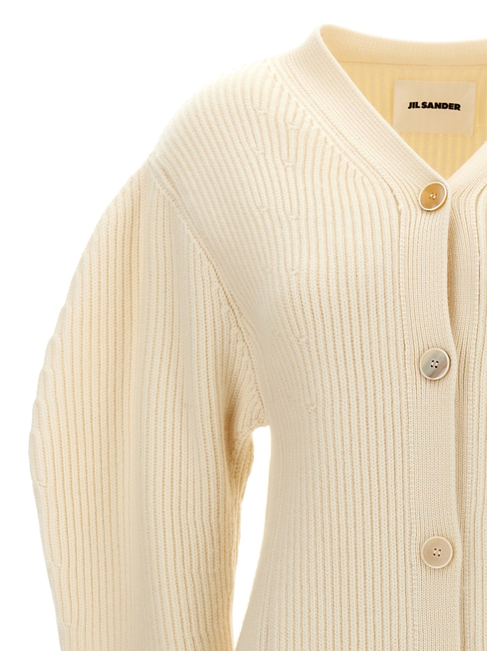 Jil Sander Ribbed Cardigan White