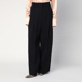 Jil Sander Wide-Leg High-Waist Black Silk-Blend Trousers Black