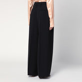Jil Sander Wide-Leg High-Waist Black Silk-Blend Trousers Black