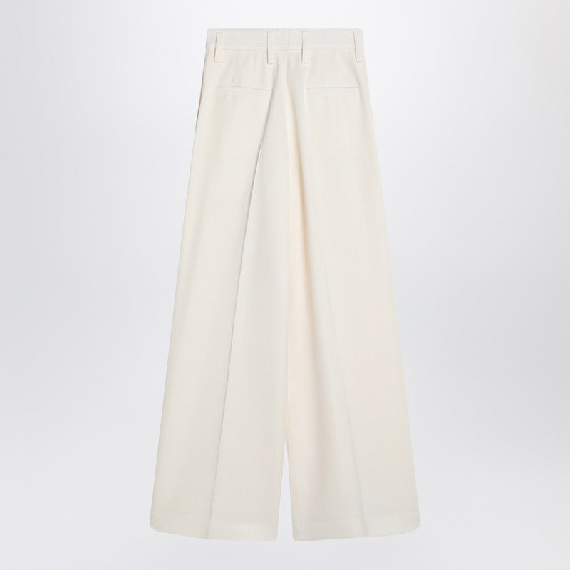 Jil Sander Wide-Leg High-Waist Silk Blend Trousers White