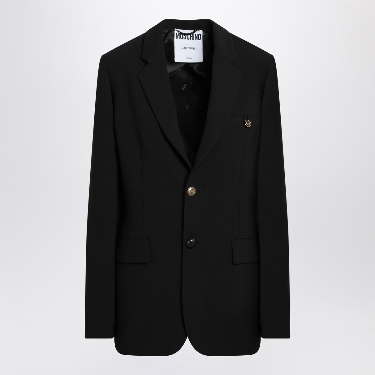 Moschino Single-Breasted Black Jacket with Classic Lapels Black