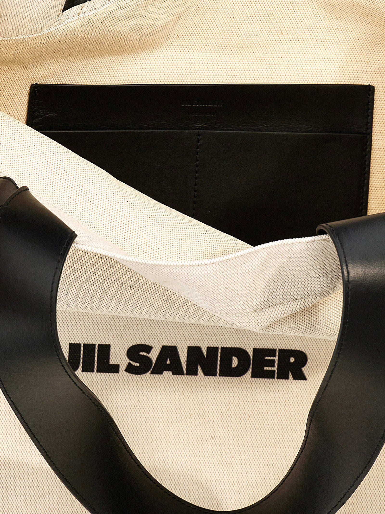 Jil Sander Flat Shopper Large Shopping Bag White/Black