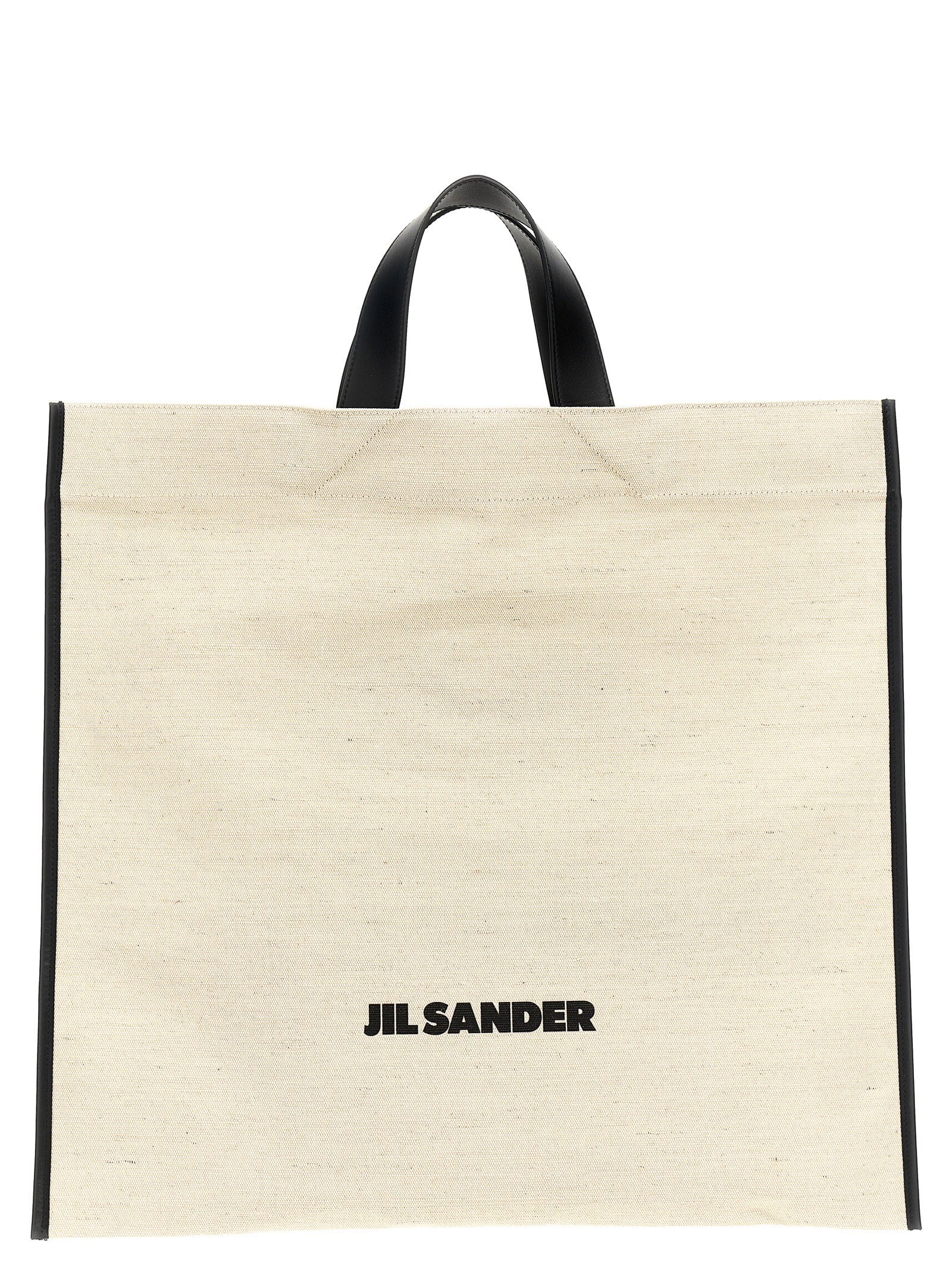 Jil Sander Border Book Tote Square Shopping Bag White/black