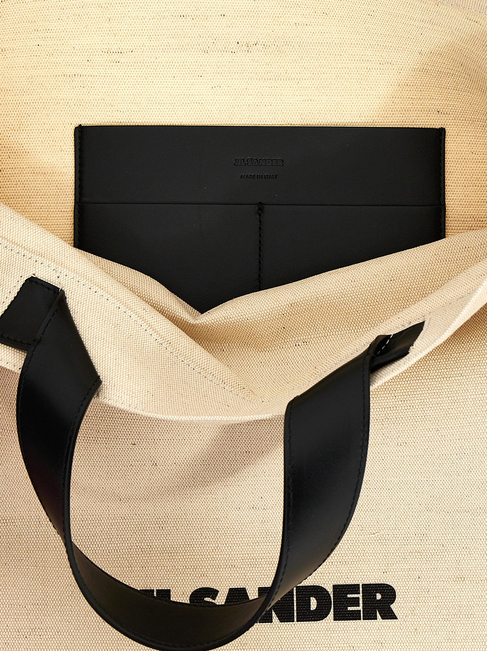 Jil Sander Border Book Tote Square Shopping Bag White/black