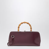 Jil Sander Small Goji Bamboo Leather Shoulder Bag Burgundy