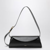 Jil Sander Large Cannolo Leather Shoulder Bag Black