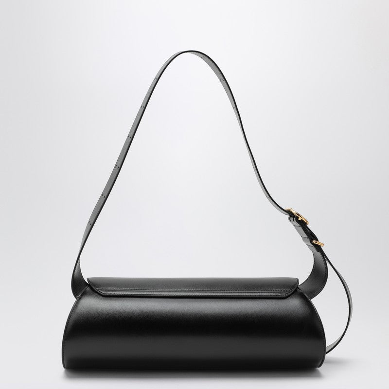 Jil Sander Large Cannolo Leather Shoulder Bag Black