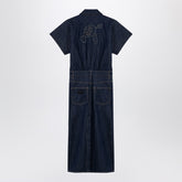 Ganni Blue Organic Denim Midi Dress with Gold-Tone Buttons Light blue