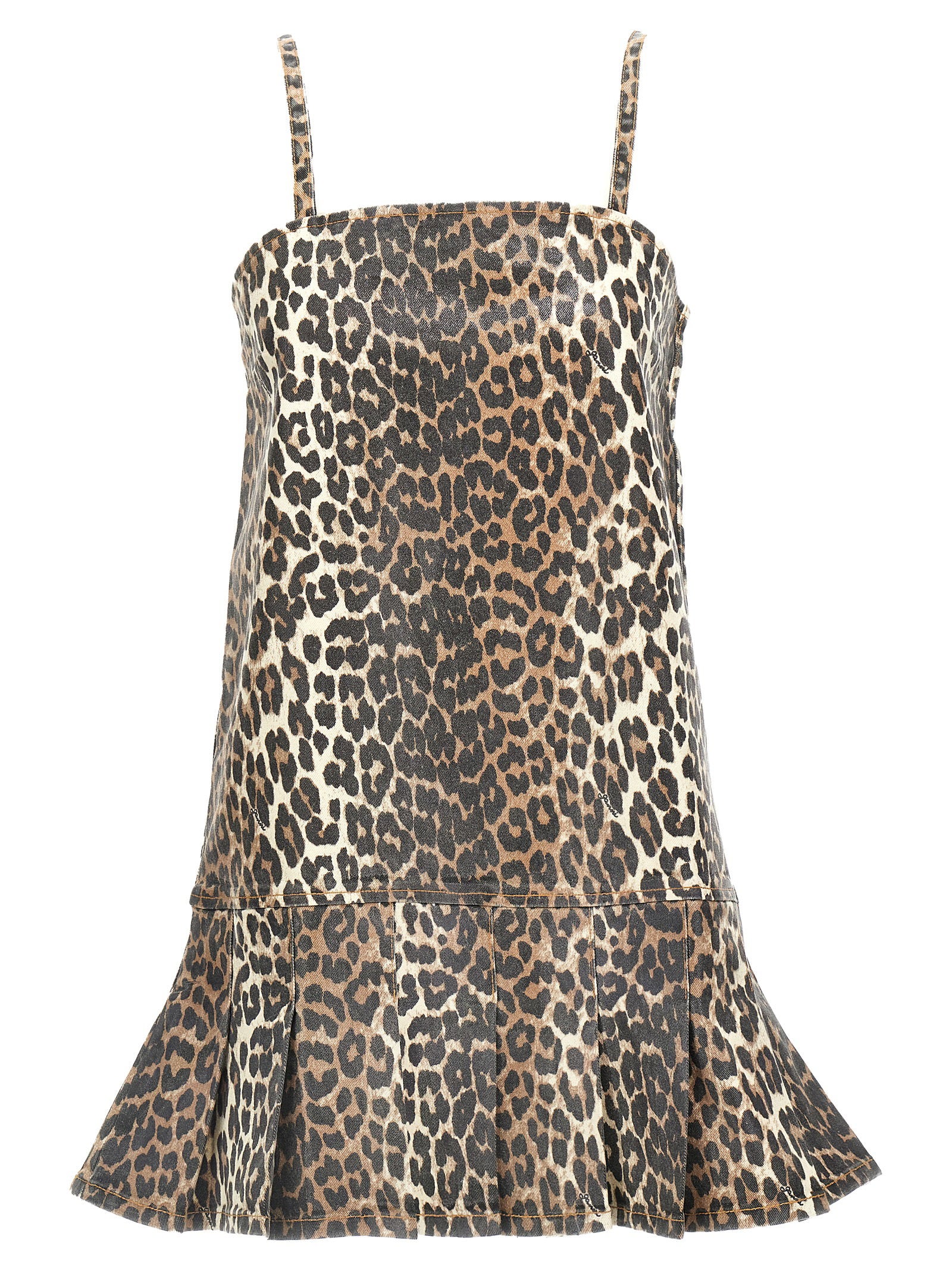 Ganni Leopard Mini Dress Multicolor
