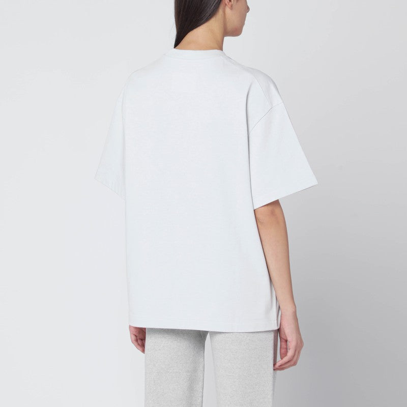 Jil Sander Oversized Cotton T-shirt with Contrasting Logo Print Grey