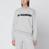Jil Sander Light Grey Logo Print Cotton Sweatshirt Green