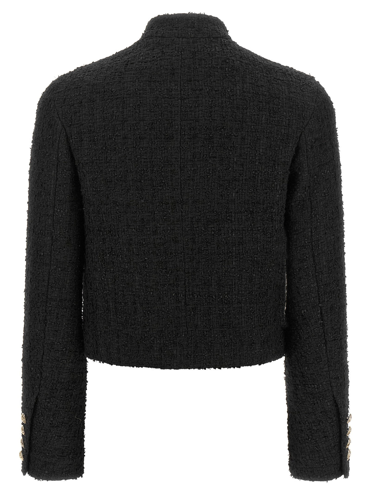 Balmain Double-breasted Tweed Short Jacket Black