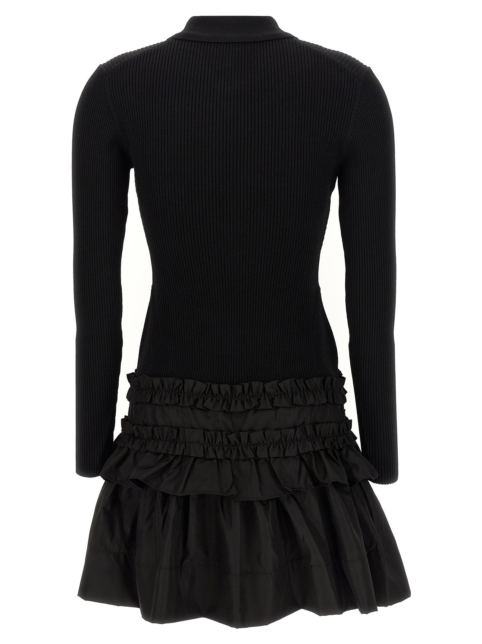 Ganni Melange Rib Knit Mini Dress Black