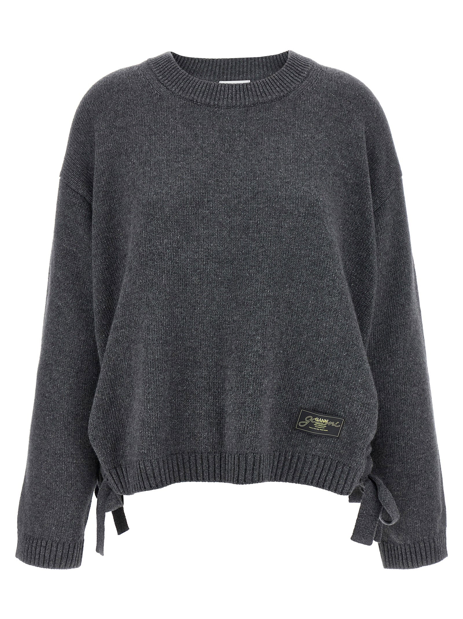 Ganni Side Laces Sweater Gray