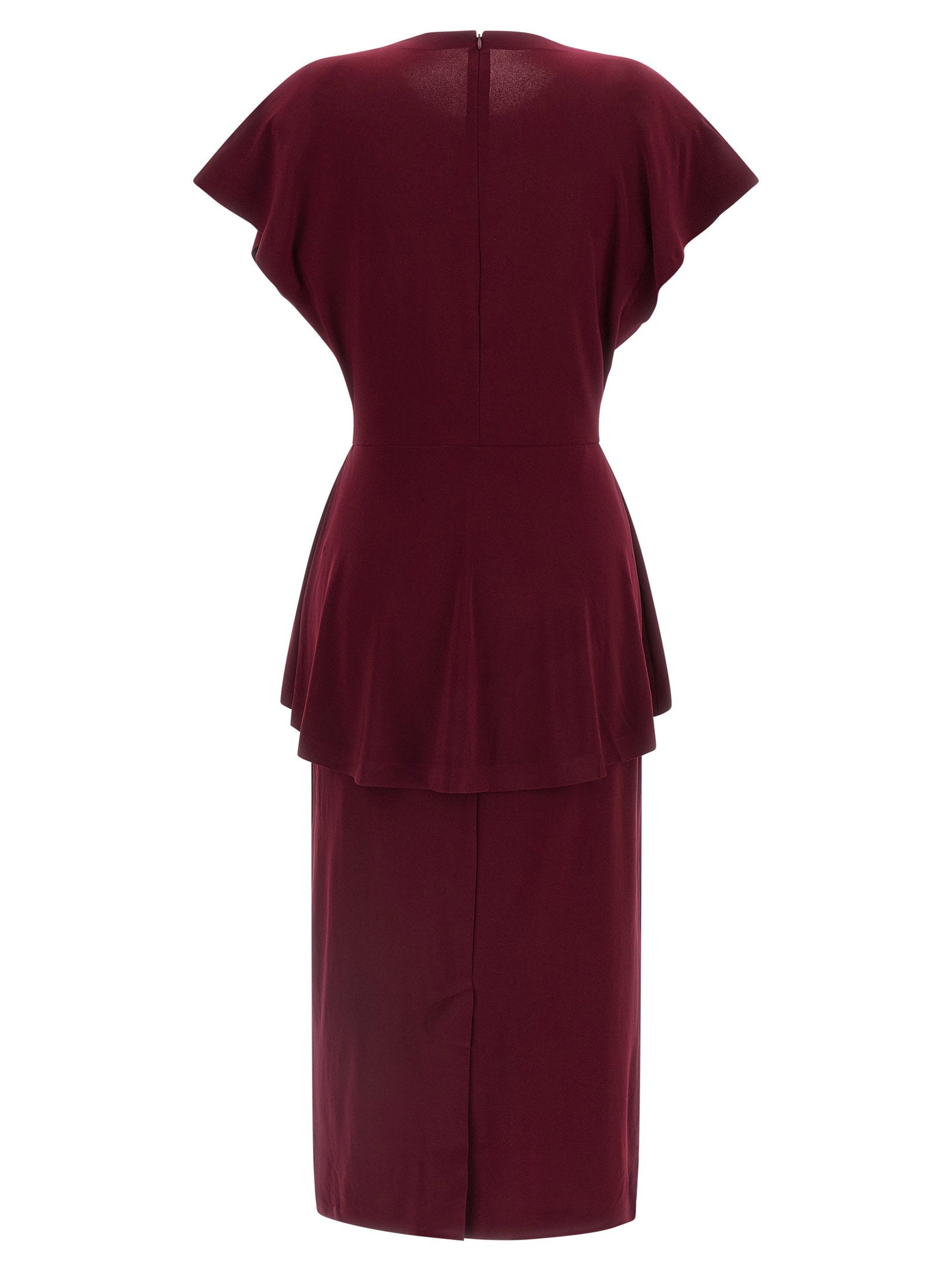 Norma Kamali Peplum Dress Bordeaux