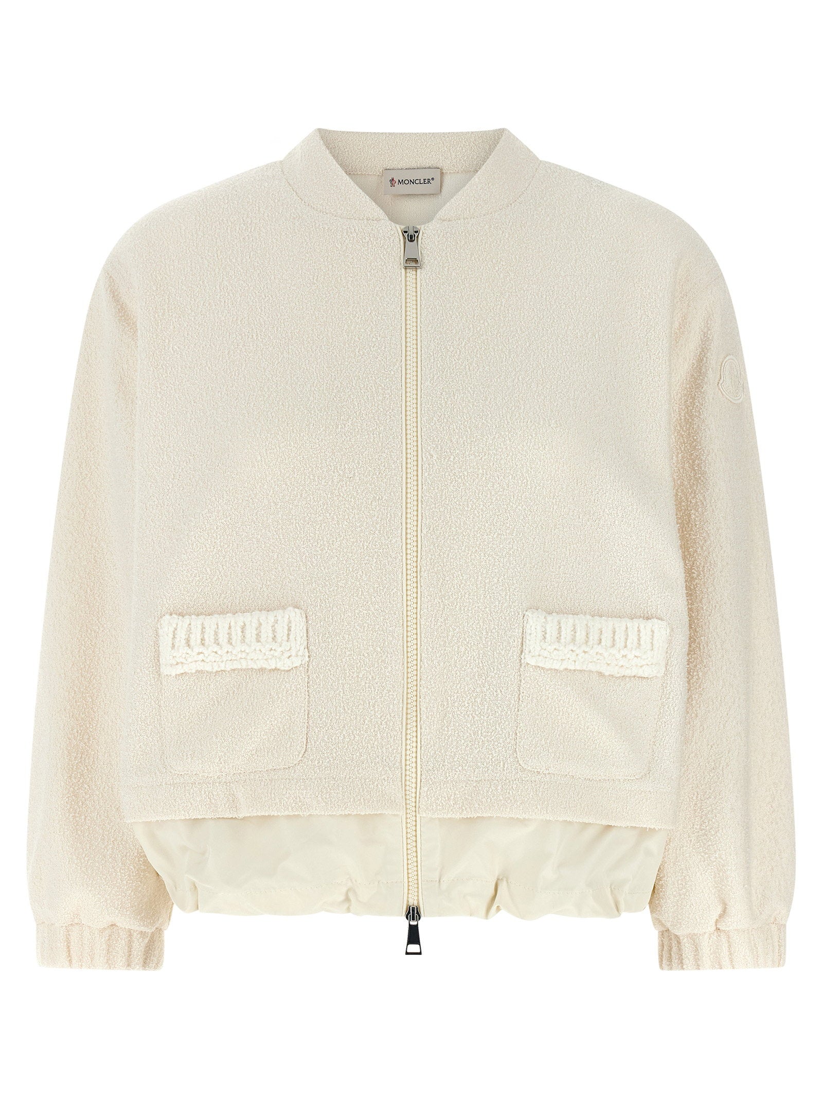 Moncler Bouclé Cardigan White