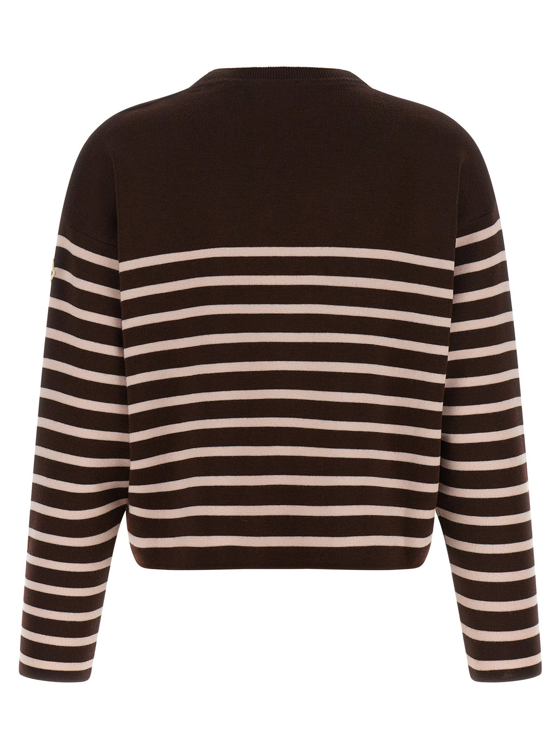 Moncler Striped Sweater With Embroidery Brown