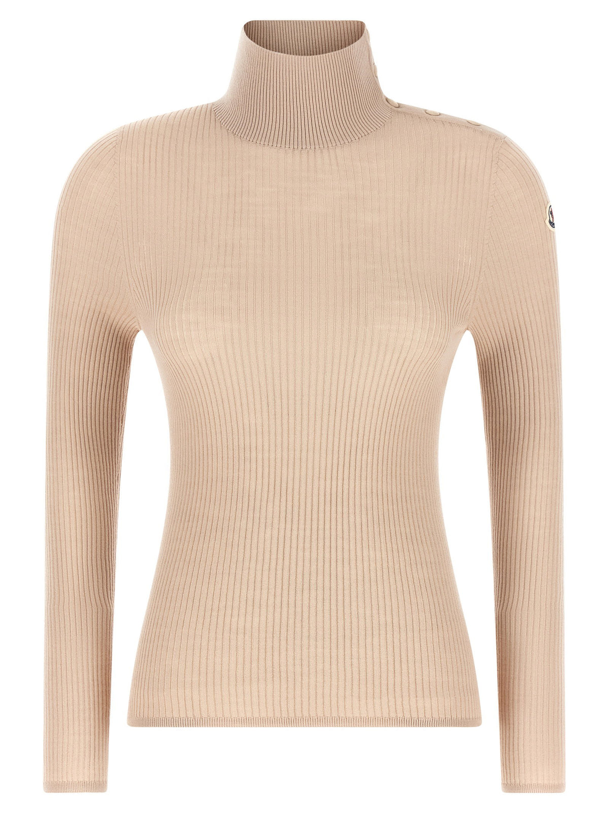 Moncler Textured Wool Turtleneck Sweater Beige