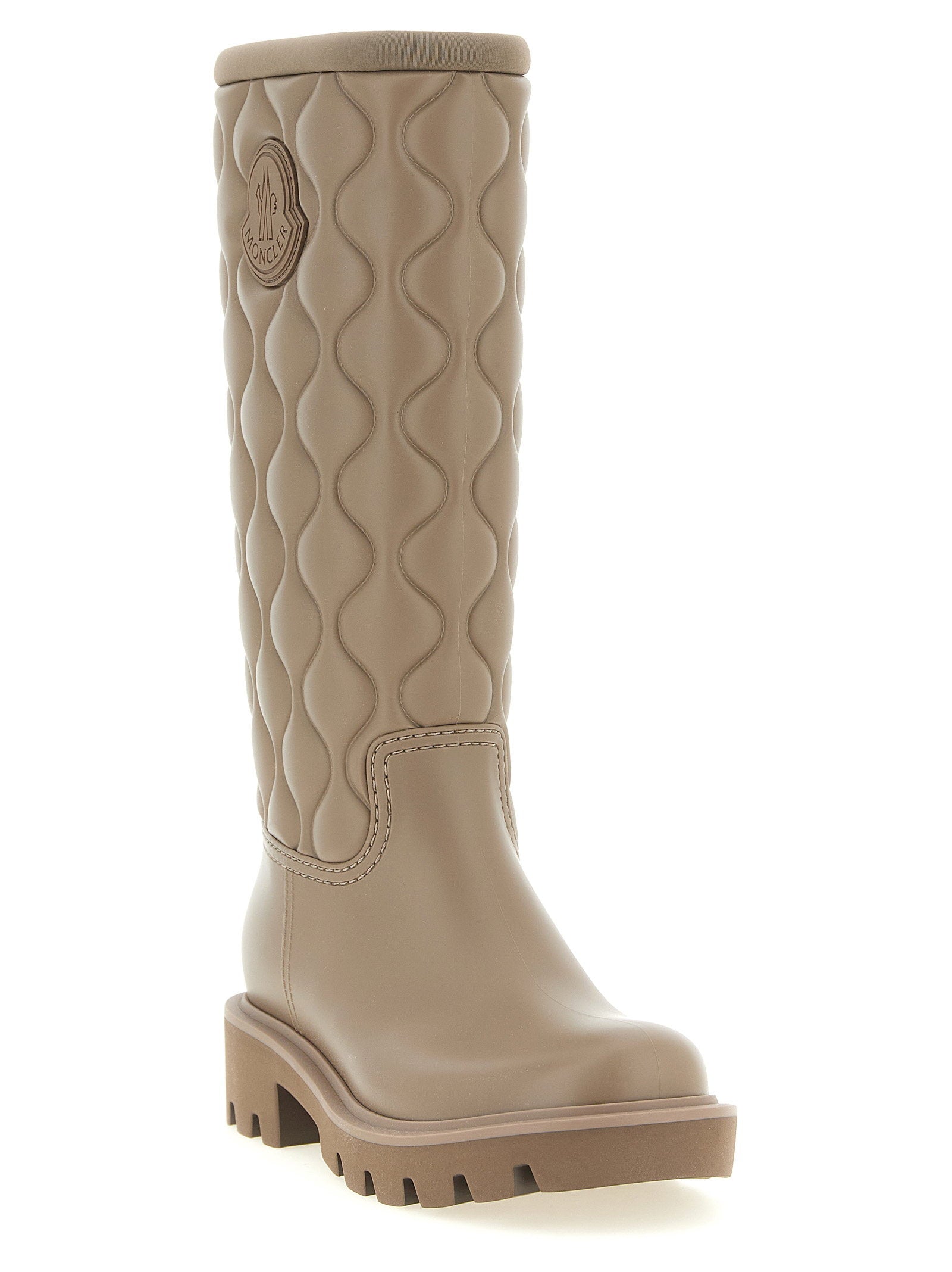 Moncler Kickstream High Rain Boots Beige