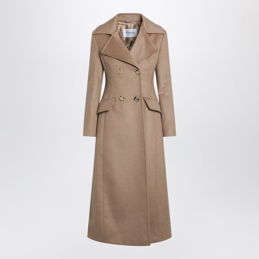 Max Mara Camel Double-Breasted Wool Coat Beige