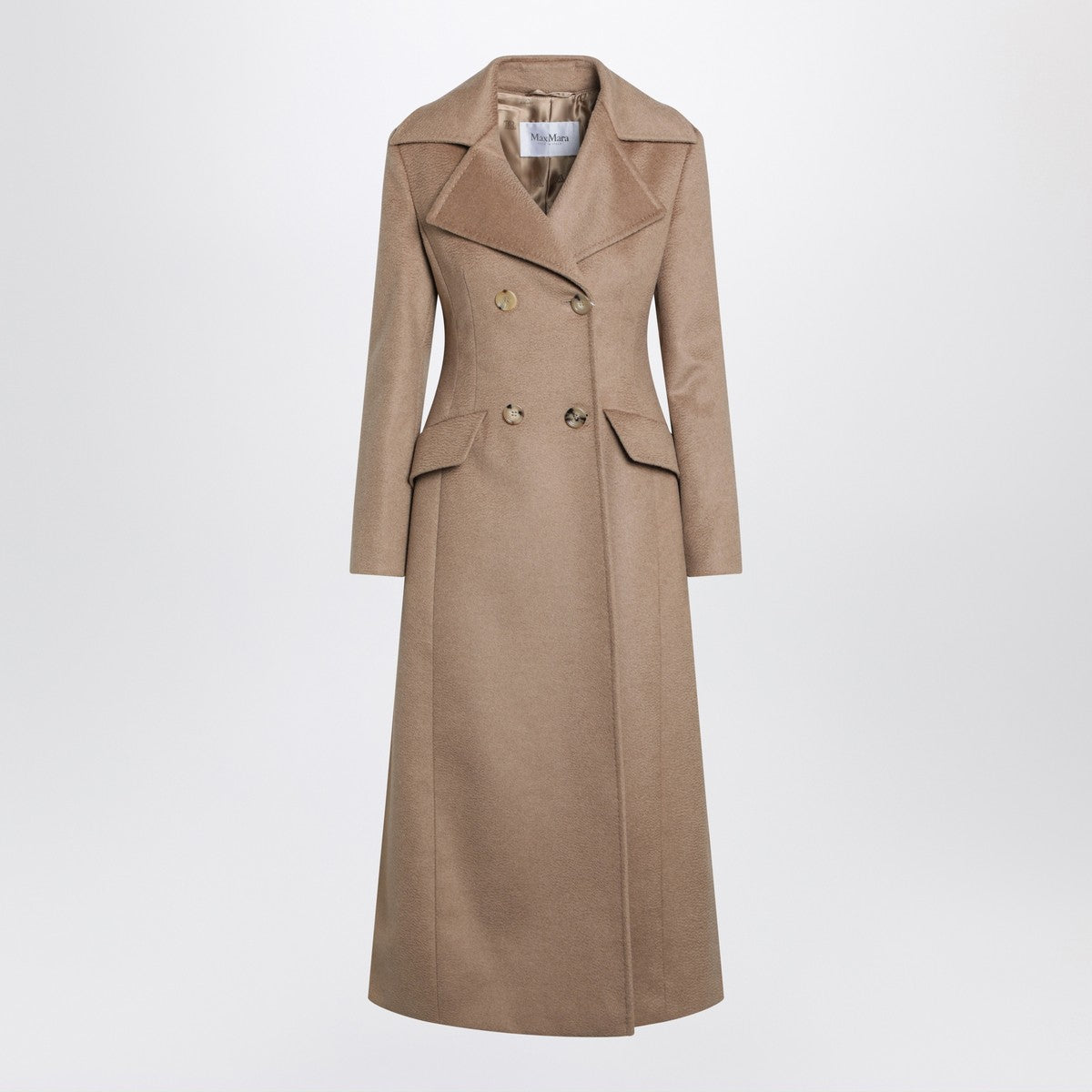 Max Mara Camel Double-Breasted Wool Coat Beige