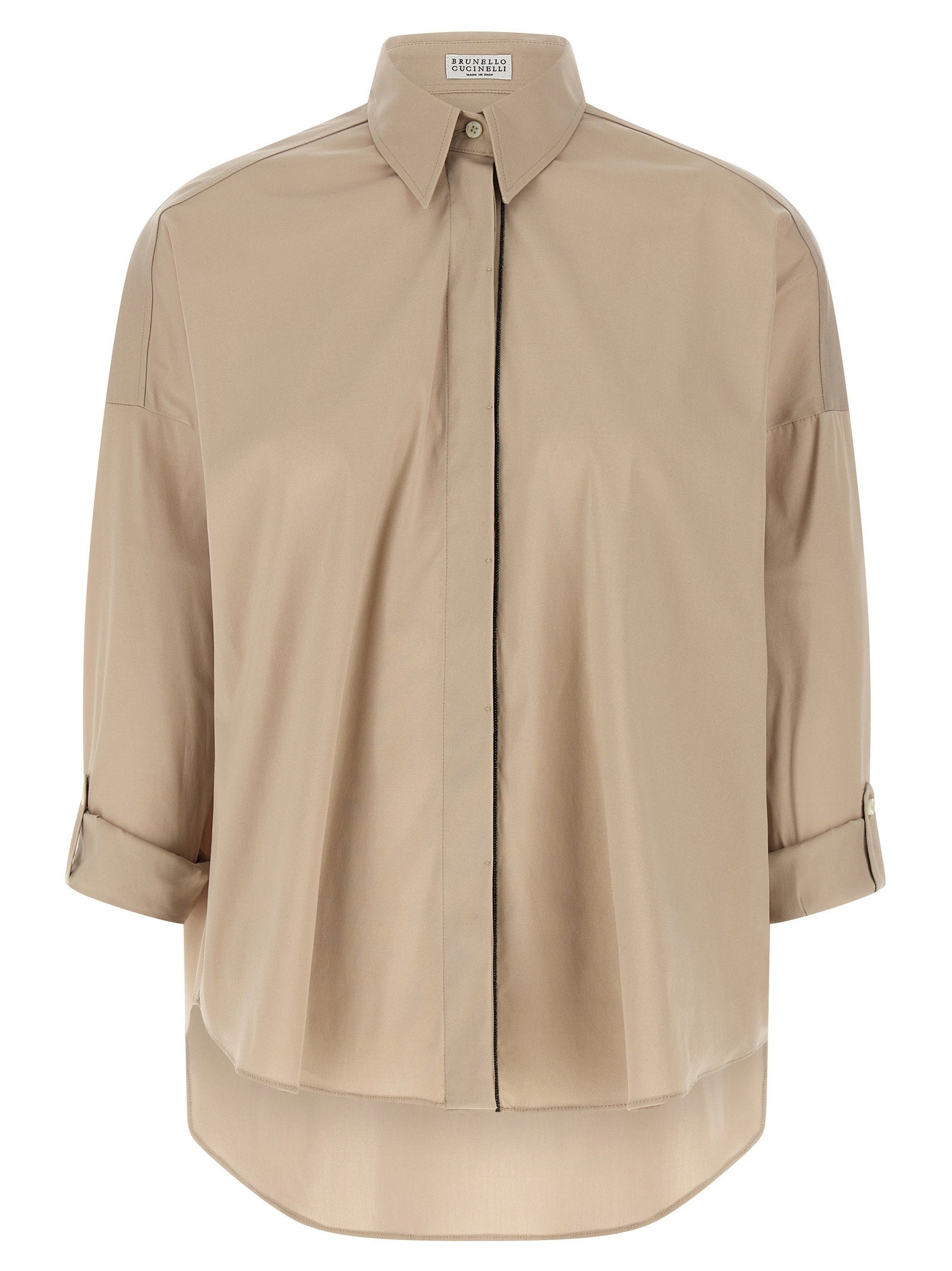 Brunello Cucinelli Shiny Trim Shirt Beige