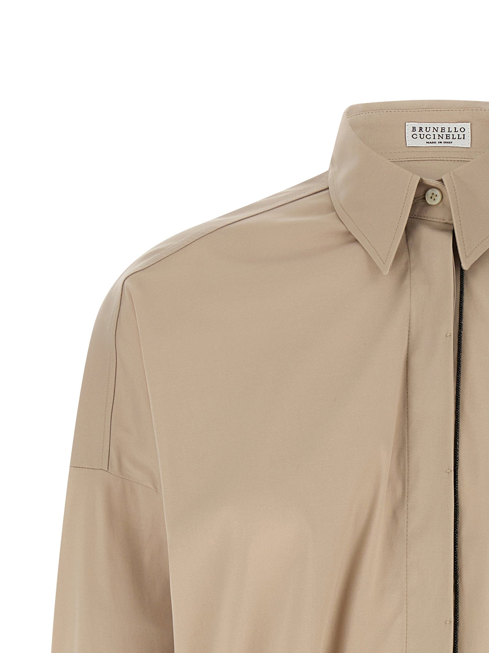 Brunello Cucinelli Shiny Trim Shirt Beige